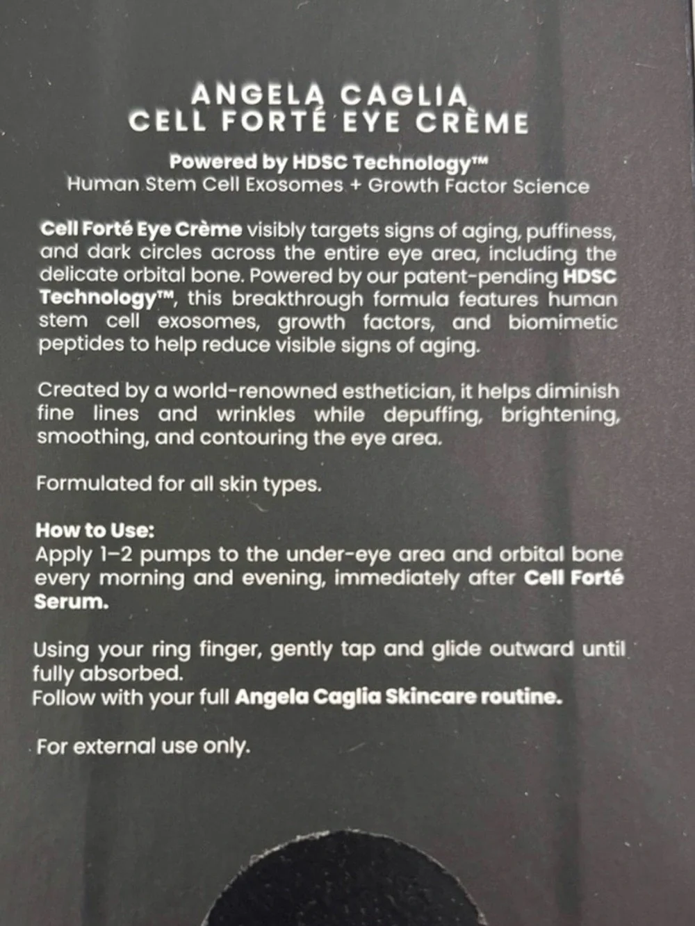 $225 Angela Caglia Cell Forté Eye Crème Stem cell Technology NIB